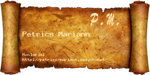 Petrics Mariann névjegykártya